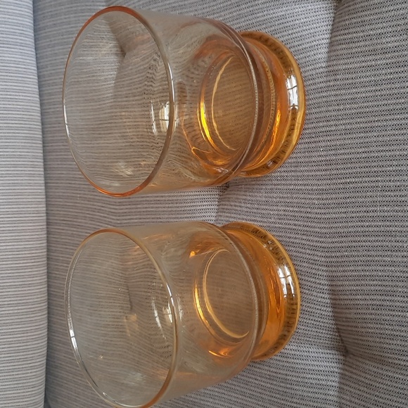 A pair of vintage Yellow Amber Libbey low ball glasses - Picture 2 of 6